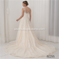 Elegant Vestido De Renda Lace Sleeveless Open Back A Line Bridal Gown Wedding Dress